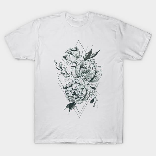 Peonies T-Shirt by LecoLA